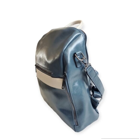 Faux Leather grayish blue back pack - Picture 3 of 12